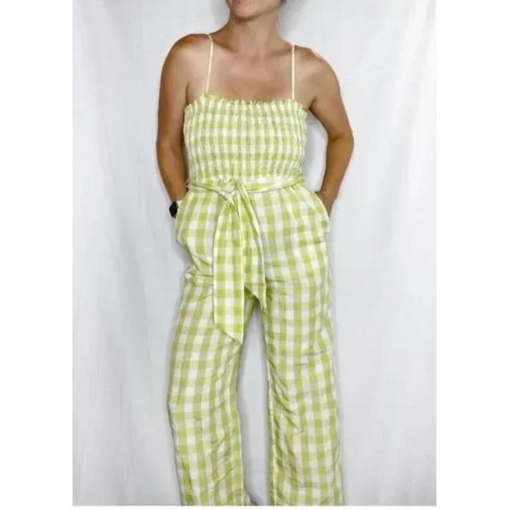 House of Harlow 1960 Gingham Smocked Jumpsuit
